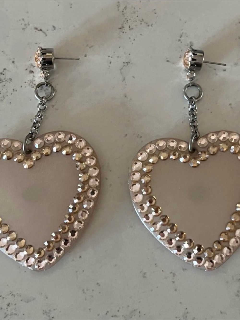 Tarina Tarantino Pink Heart Drop Earrings with Crystal Accents